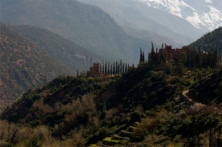 Hotel and Houses, Atlas Mountains, Imlil, Morocco Stock Photo - Rights-Managed, Code: 700-01198826