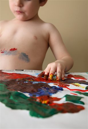 finger painting - Boy Finger Painting Stock Photo - Rights-Managed, Code: 700-01199443