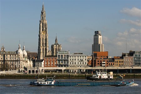 Overview of City and River, Schelde River, Antwerp, Belgium Stock Photo - Rights-Managed, Code: 700-01199807