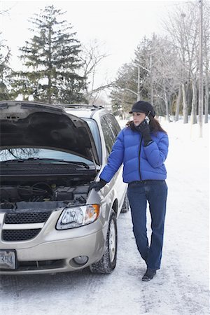 stalled car - Woman Using Cellular Phone by Car Stock Photo - Rights-Managed, Code: 700-01235334