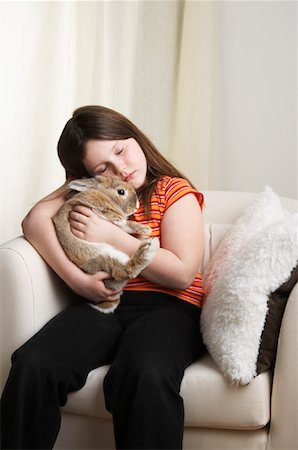 simsearch:700-01236595,k - Portrait of Girl Holding Rabbit Stock Photo - Rights-Managed, Code: 700-01236574