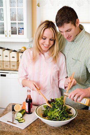 Couple Preparing Salad Stock Photo - Rights-Managed, Code: 700-01236695