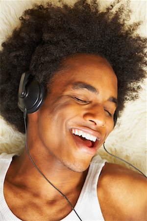 shag carpet - Man Listening to Music Stock Photo - Rights-Managed, Code: 700-01248367