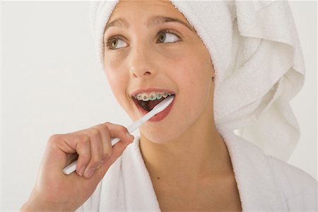 simsearch:700-01248703,k - Girl Brushing Teeth Stock Photo - Rights-Managed, Code: 700-01248692