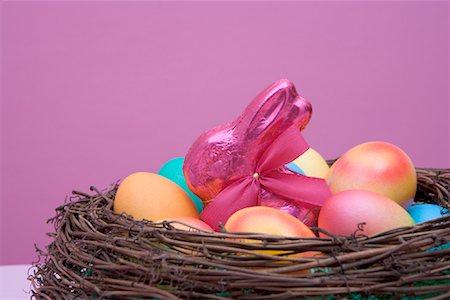 simsearch:700-01173313,k - Easter Eggs and Chocolate Bunny Stock Photo - Rights-Managed, Code: 700-01260457