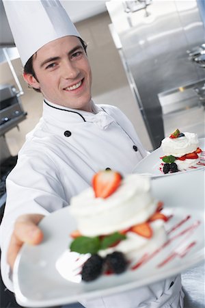 plated food - Chef Holding Desserts Stock Photo - Rights-Managed, Code: 700-01275182