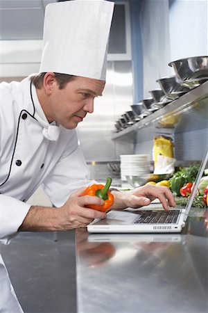 simsearch:700-02289664,k - Chef Using Laptop Stock Photo - Rights-Managed, Code: 700-01275239