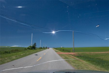 daryl benson landscape - View of Country Road Through Cracked Windshield Stock Photo - Rights-Managed, Code: 700-01275333