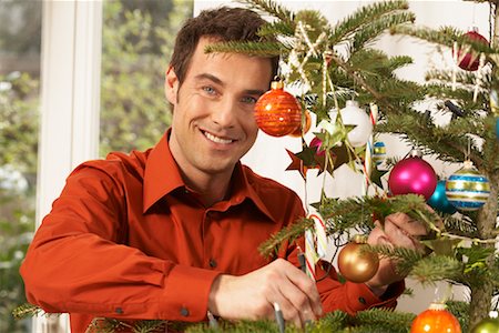 simsearch:600-01838245,k - Man Decorating Christmas Tree Stock Photo - Rights-Managed, Code: 700-01296282