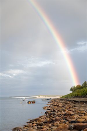 end of the rainbow - Rainbow Over the Mackenzie River, Fort Simpson, Northwest Territories, Canada Stock Photo - Rights-Managed, Code: 700-01296481