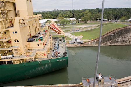 panama picture with ship in lock - Gatun Lock, Panama Canal, Panama Stock Photo - Rights-Managed, Code: 700-01374382