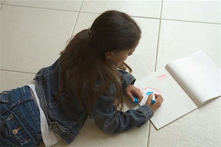 Girl Lying on Floor, Drawing Stock Photo - Rights-Managed, Code: 700-01380892