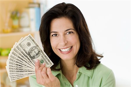 show-off (female) - Portrait of Woman Holding Money Stock Photo - Rights-Managed, Code: 700-01405336