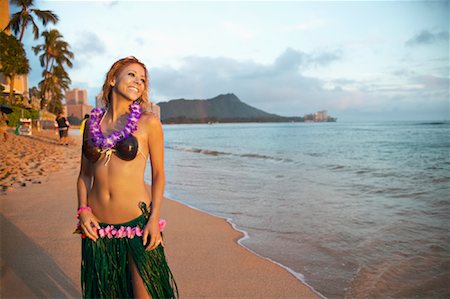 Woman at Beach, Waikiki Beach, Honolulu, Hawaii, USA Foto de stock - Con derechos protegidos, Código: 700-01405346