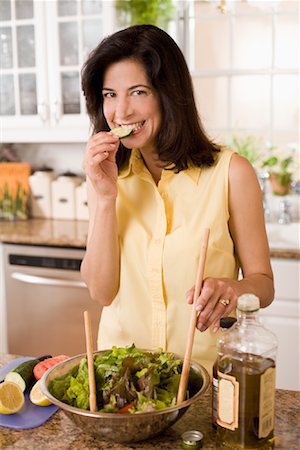 Woman Preparing Salad Stock Photo - Rights-Managed, Code: 700-01407111