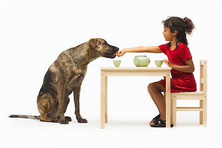 Little Girl Having a Tea Party with her Dog Stock Photo - Rights-Managed, Code: 700-01429191