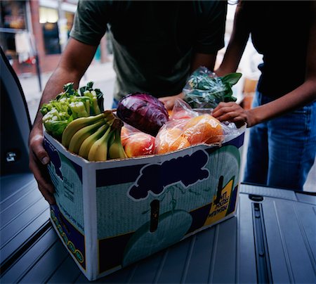 delivery truck - Couple Unloading Box of Groceries from Vehicle Stock Photo - Rights-Managed, Code: 700-01459102