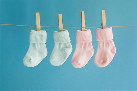 pinned - Baby's Socks Hanging on Clothesline Stock Photo - Rights-Managed, Code: 700-01539003