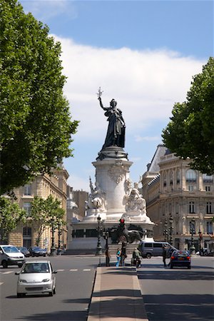 paris city road photo - Place de la Republique, Paris, France Stock Photo - Rights-Managed, Code: 700-01540901