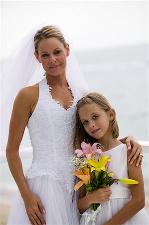 simsearch:600-03445540,k - Portrait of Bride and Flower Girl Stock Photo - Rights-Managed, Code: 700-01574794