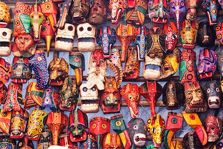 folk art - Wooden Masks at Market, Guatemala Stock Photo - Rights-Managed, Code: 700-01586981