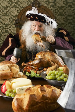 eating happy people 50 - Portrait of a King at a Feast Stock Photo - Rights-Managed, Code: 700-01582205