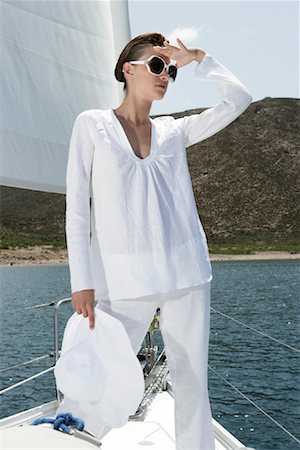 Woman on Sailboat, Dodecanese, Greece Stock Photo - Rights-Managed, Code: 700-01607083