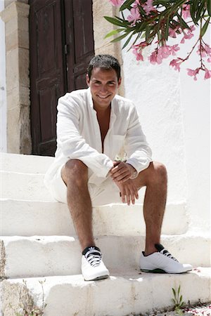 flowers greece - Portrait of Man on Steps, Dodecanese, Greece Stock Photo - Rights-Managed, Code: 700-01607151
