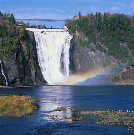 rocks water mist sky - Montmorency Falls, Quebec City, Quebec, Canada Stock Photo - Rights-Managed, Code: 700-01630370