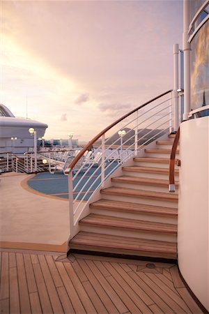 sunset and ship - Stairway on Upper Deck of Cruise Ship Stock Photo - Rights-Managed, Code: 700-01792311