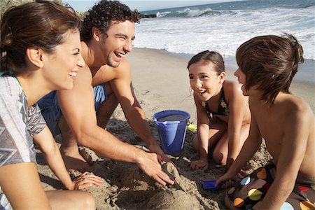 Family Playing on Beach, Malibu, California, USA Stock Photo - Rights-Managed, Code: 700-02056699
