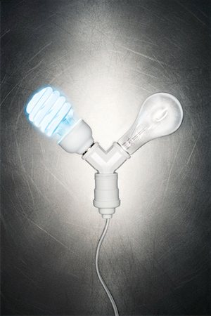 A CFL Lightbulb and a Regular Lightbulb Stock Photo - Rights-Managed, Code: 700-02063947