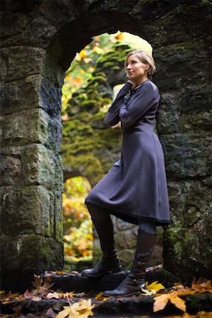 stone archways exterior - Woman Posing in Front of Stone House Ruins Stock Photo - Rights-Managed, Code: 700-02125609