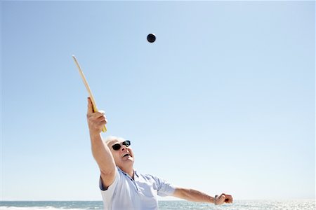 simsearch:700-03686142,k - Man Playing Paddle Ball on Beach, Santa Monica Pier, Santa Monica, California, USA Stock Photo - Rights-Managed, Code: 700-02125703