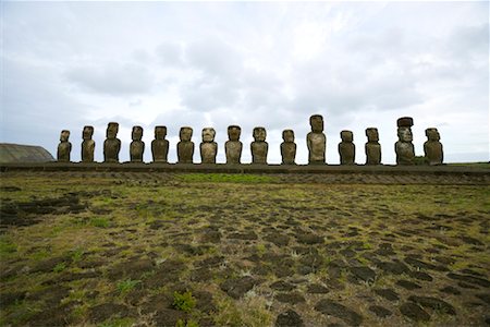 Moai on Tongariki Beach, Easter Island, Chile Stock Photo - Rights-Managed, Code: 700-02156857