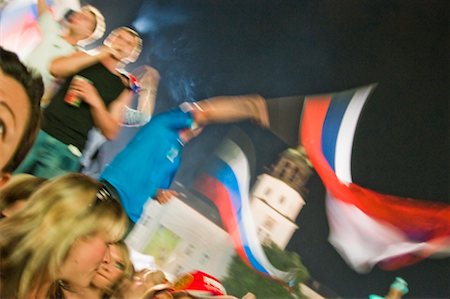 Russian Football Fans Cheering in the Streets, Salzburg, Salzburger Land, Austria Stock Photo - Rights-Managed, Code: 700-02159135