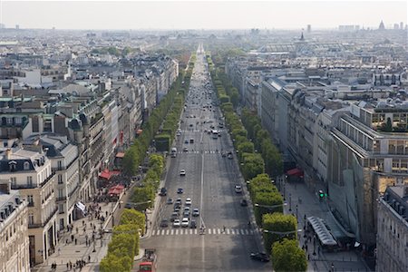 paris city road photo - Overview of Champs Elysees From Arc de Triomphe, Paris, France Stock Photo - Rights-Managed, Code: 700-02200047