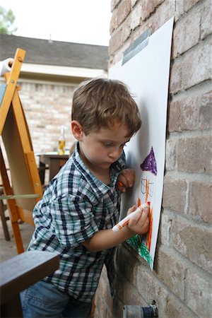 drawing artwork - Boy Drawing Picture Stock Photo - Rights-Managed, Code: 700-02200583