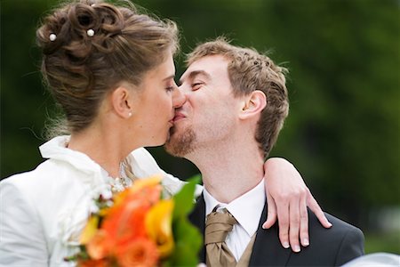 Bride and Groom Kissing, Chamonix, Haute-Savoie, France Stock Photo - Rights-Managed, Code: 700-02200806