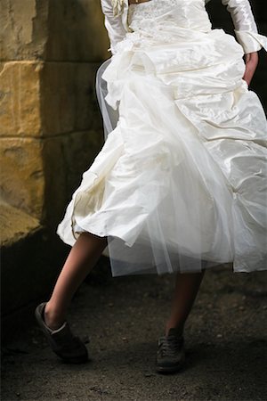 running shoes for brides - Bride Wearing Sneakers Stock Photo - Rights-Managed, Code: 700-02245051