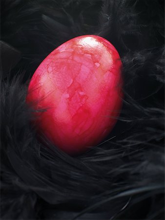 simsearch:700-01173313,k - Red Easter Egg Nestled in Black Feathers Stock Photo - Rights-Managed, Code: 700-02245182