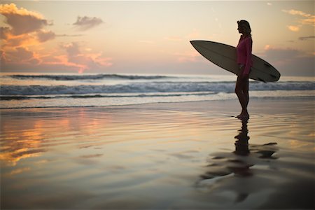 san diego county - Surfer Standing on the Beach at Dusk, Encinitas, San Diego County California, USA Stock Photo - Rights-Managed, Code: 700-02245452