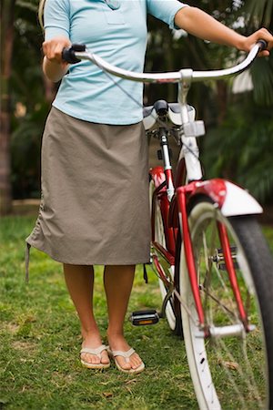 Woman Standing With Cruiser Bike, Encinitas, San Diego County, California, USA Stock Photo - Rights-Managed, Code: 700-02245467