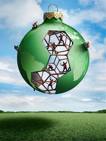 engineering environment - Construction Workers Building a Christmas Ornament Globe Stock Photo - Rights-Managed, Code: 700-02264967