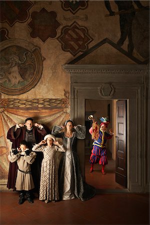 Trumpeter and Medieval Family, Mugello, Tuscany, Italy Stock Photo - Rights-Managed, Code: 700-02376730