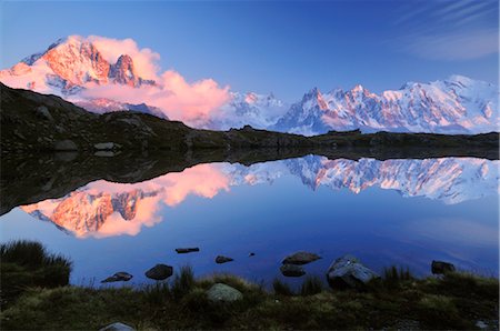 Aiguilles de Chamonix, Mont Blanc and Lacs de Cheserys, Chamonix, France Stock Photo - Rights-Managed, Code: 700-02593938