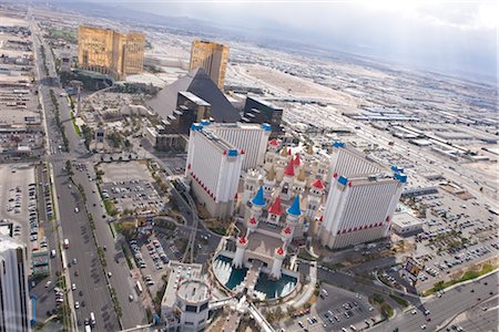 simsearch:700-02633802,k - Aerial View of the Las Vegas Strip, View of the Excalibur Hotel, Las Vegas, Nevada, USA Stock Photo - Rights-Managed, Code: 700-02633812