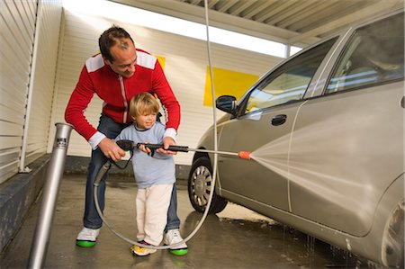 family inside car - Father and Son Washing the Car at the Car wash Stock Photo - Rights-Managed, Code: 700-02643194