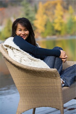 Portrait of Woman in Chair on Dock Stock Photo - Rights-Managed, Code: 700-02670308