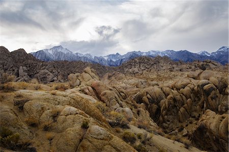 rough terrain - View of the Sierra Nevada Range, Including Lone Pine Peak and Mount Whitney, Alabama Hills, Lone Pine, Inyo County, Owens Valley, California, USA Stock Photo - Rights-Managed, Code: 700-02686521